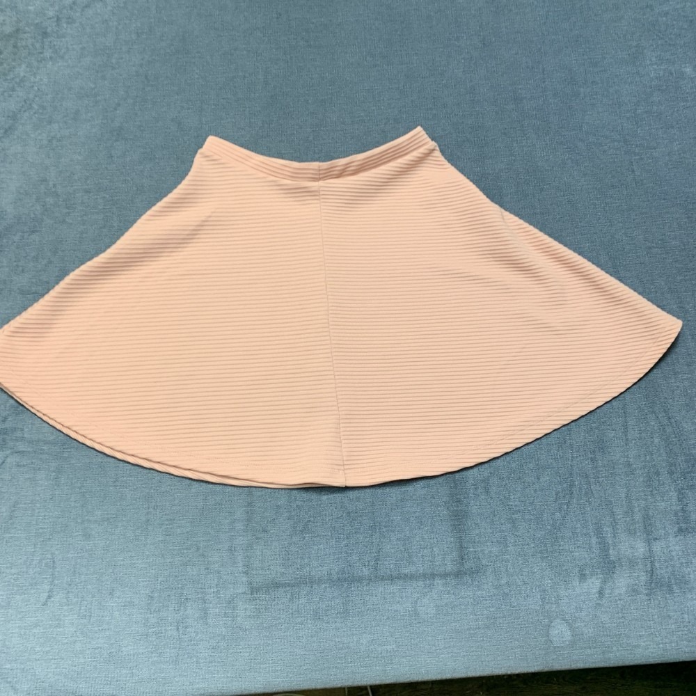 Asos Flare Skirt Womens 4 Baby Pink Elastic Waist Ribbed Knit Casual Pull On